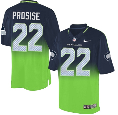 Men's Elite C. J. Prosise Nike Jersey Navy/Green - #22 Fadeaway NFL Seattle Seahawks